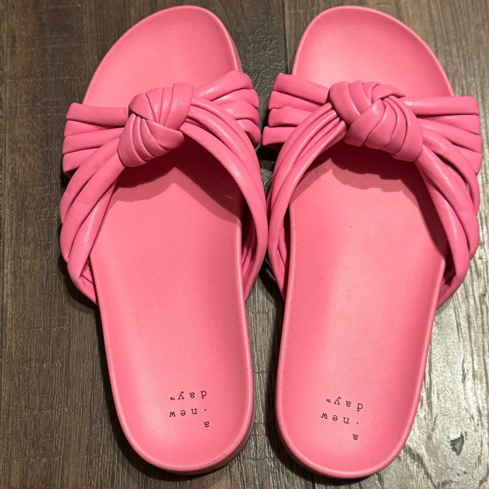 A New Day Women's Pink Knotted Slide Sandals